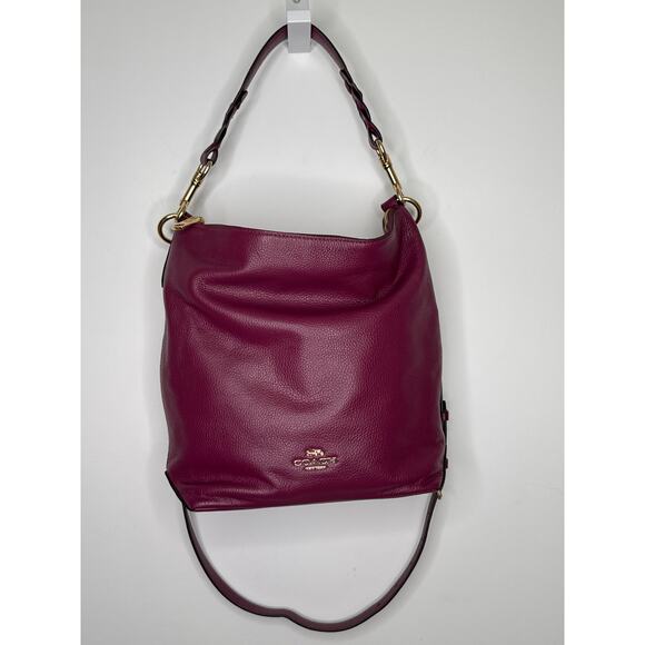 Coach Abby duffle berry Pebbled Leather Shoulder Bag F31507 like NEW - Picture 14 of 15